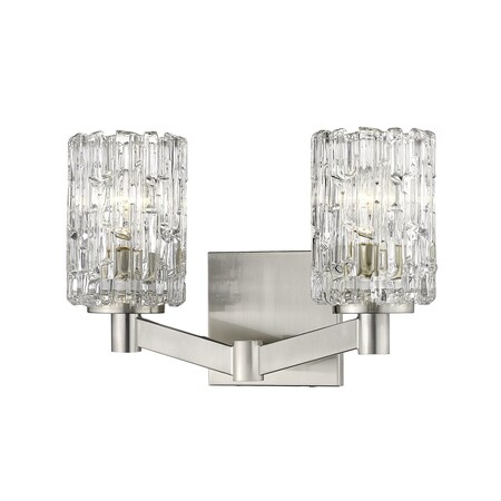 Z-Lite Aubrey 2 Light Vanity, Brushed Nickel & Clear 1931-2V-BN